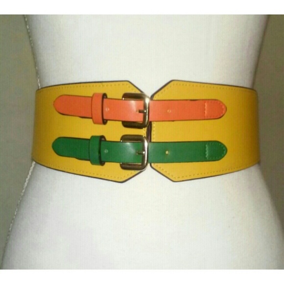 Mustard Double Strap Waist Belt - Picture 2 of 3